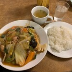 南海飯店 - かたい焼ソバ＋ライス