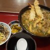 太鼓亭 -  海老天肉カレーうどんセット(炊き込みご飯)