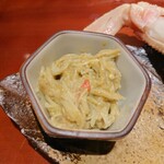 銀座 しのはら - 蒸したカニの身のカニ味噌和え
