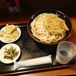 大介うどん - かけうどん、ごぼうかき揚げ、ちくわいそべ揚げ、山菜