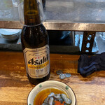 立飲み たきおか - ビール(大瓶)＋ナマコ酢
