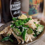 学大酒場エビス参 - 蒸し鶏とオクラの葱生姜和えでさっぱりと！