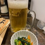 魚の田が肉 - 生ビールとお通し