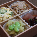 こころや - 紅はるかきんとん、タコと里芋のやわらか煮、いぶりがっこポテトサラダ、桜海老しっとりおから