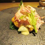 フロレゾン - 甲殻類の香る衣を纏った真鱈白子のフリット