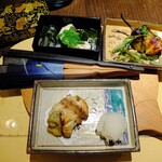 Sakou - 焼きもの 鱈と焼き茄子、鮎、鳴門の蛸と和布の蒸しもの