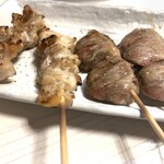 焼鳥炭心 - ヤゲン＆心 各1串150yen