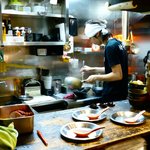 肉玉そば　おとど - 店内厨房　2012.8.18