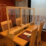 Sousaku Waryouri Kondou - テーブル席には飛沫感染予防パネルを設置