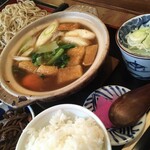 さか本 そば店 - 冬の根菜鍋ともりのセット。鍋だけで1杯やれる。