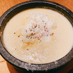 炙り肉寿司 梅田コマツバラファーム - 石焼カルボナーラチーズリゾット