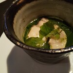 ラトリエ・ドゥ・ノト - 能登ふぐと能登かきの春菊の茶碗蒸し