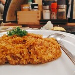 わすれな草 - チキンカレーリゾット。備え付けの「グラムマサラ」をかけて。