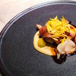 クラフタル - ・さつまの黒牛、しゃぶしゃぶ 舞茸、ぎんなん、白子 白菜のソース 酸味を利かせたかぶ  白菜ソースうまうまー