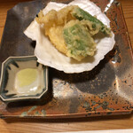 湖粋 - ホタテの天ぷら