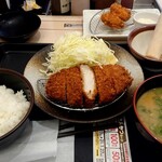 Matsunoya - 厚切りロースカツ定食+カキフライ単品