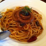 ピッツェリアfukuhiro - パスタセット1000円（スルメイカのトマト煮込み）