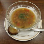 CAFE DOWNEY - ハンバーガーのセットのスープ
