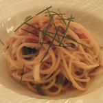 アルベルゴ・バンブー - 「駿河湾の赤イカと万願寺唐辛子のスパゲティーニ　からすみ添え」 ⑥：モチッとプリッと芳醇！