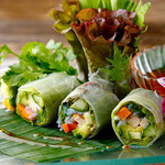 Shrimp avocado and vegetable spring rolls