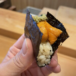 天ぷら たけうち - 松葉蟹味噌と蝦夷馬糞雲丹