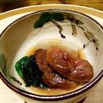 温石 - 鴨と静岡の海老芋。富田林のものよりソフトでシルキーな印象。