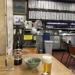 さか本そば店 - 大瓶に枝豆