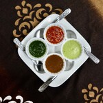 Assortment of 4 types of chutney and achar