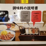 炭焼き牛たん徳茂 - 調味料の説明書