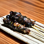 山の茶屋 - 肝焼き：今回3本での提供でした。1本サービスしていただけるという幸運。