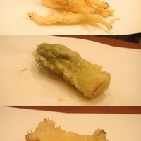 天ぷら 逢坂 - 白魚、たらの芽、あわび