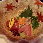 Gion Kyouryourihanasaki - お造り　鯛の焼霜作り　鮪（2020年11月）