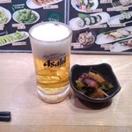 Sushi Uogashi Nihonichi - 生ビールとおとおし