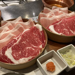 Shabushabu Yama Warau - 厳選牛リブロース4０ｇ + 米澤豚ロース8０ｇ