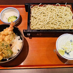 Soba Dokoro Chikuzen - 「もりそば」580円税込み＋「ミニ天丼」620円税込み