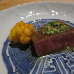 松川 - 近江牛ととうもろこしのかき揚げ