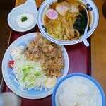 山田うどん - 生姜焼き定食Ｂセット¥1,050税込(R2.10.3撮影)
