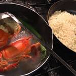 ビストロ セレニテ - 活ロブスターの殻が勿体無くて、テイクアウトして、リゾットにしました　爆　自作自演