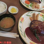 とくら - ホットペッパーハンバーグのライスセット　1200円くらいかな