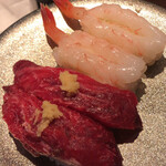 回転寿司 ぱさーる - 甘エビとマグロホホ肉