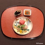 御料理 寺沢 - 河豚のｱﾝ肝和え､目鉢鮪 中ﾄﾛ､活鮃