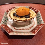 御料理 寺沢 - 北寄貝と帆立の和製ｺｷｰﾙ生ｳﾆ載せ