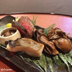 御料理 寺沢 - 真魚鰹西京漬､煮牡蠣､岩手牛ﾛｰｽﾄﾋﾞｰﾌ､赤海鼠