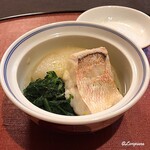 御料理 寺沢 - 甘鯛､蕪､菊菜の炊合せ