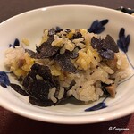御料理 寺沢 - ﾎﾛﾎﾛ鳥の炊込みごはんに黒ﾄﾘｭﾌ