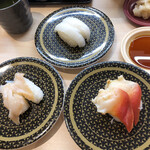 Hama zushi - つぶ貝、えんがわ、ほっき