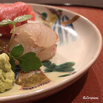 御料理 寺沢 - 活鮃に目鉢鮪 中ﾄﾛ