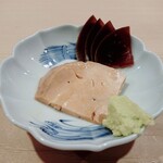 鮨 あらい - あん肝とスイカの奈良漬け