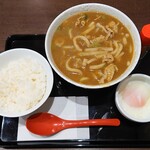 Koko Ichibanya - 豚しゃぶカレーうどん　ライス＋半熟タマゴ