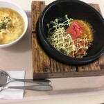 石焼ビビンパ - "石焼き明太マヨネーズと玉子スープ"